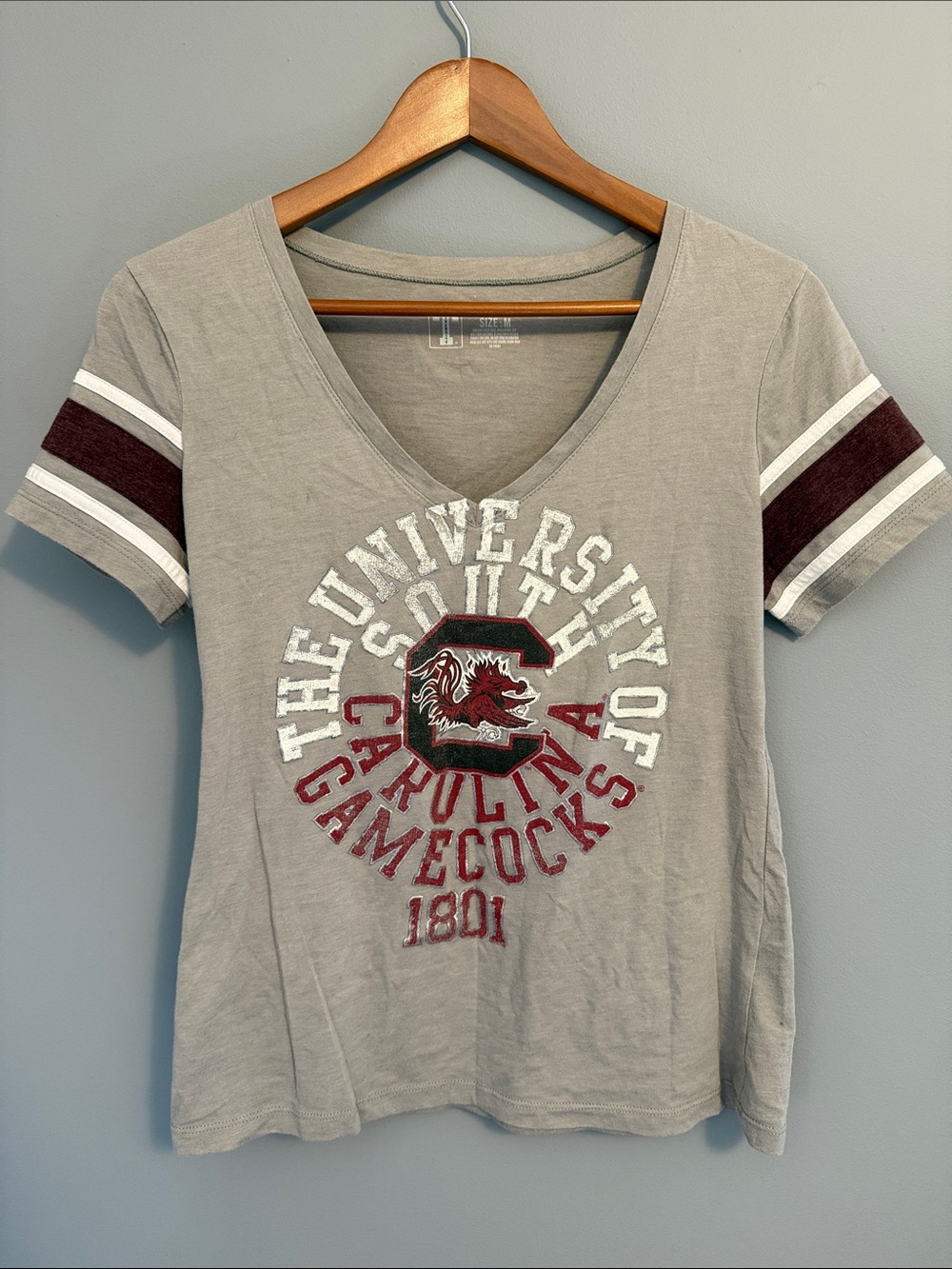 University of South Carolina Gamecocks Gray V-Neck Short Sleeve Tee
